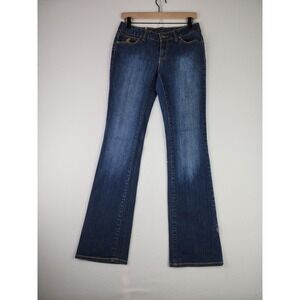 Roca Wear Jeans Womens 7 Embroidered Logo Distressed Y2K RN 111507 Dark Wash Low